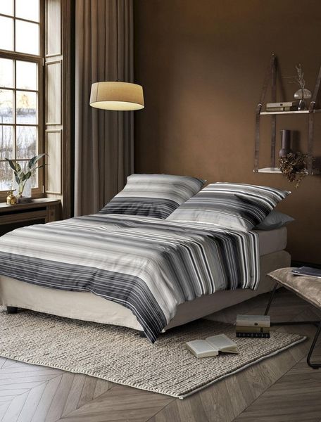 Irisette Wave-J Mako-Satin Bettwäsche 135x200 Streifen grau beige 8651-11