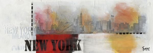 Glasbild 95x33cm Glasbild Wandbild Bild Echtglasbild New York 11220
