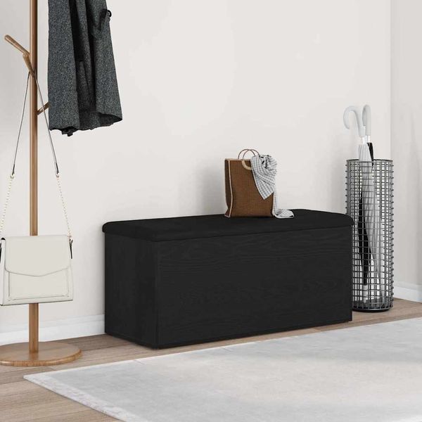 vidaXL Sitzbank mit Stauraum Schwarz Eichen-Optik 102 x 42 x 45 cm 862985