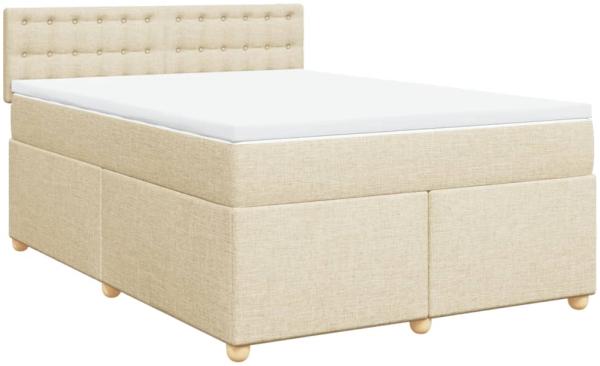 vidaXL Boxspringbett mit Matratze Creme 160x200 cm Stoff 3286750