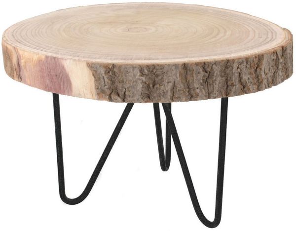 Spetebo Beistelltisch Mini Beistelltisch Baumscheibe - ca. Ø 25 cm (Stück, 1-St, kleiner Holztisch), Blumenhocker Pflanzenteller Dekoteller
