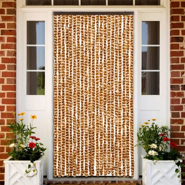 vidaXL Insektenschutz-Vorhang Ocker und Weiß 90x220 cm Chenille 325458
