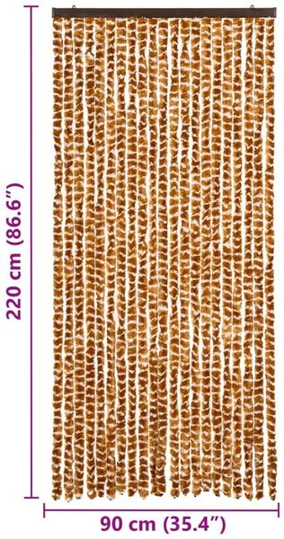 vidaXL Insektenschutz-Vorhang Ocker und Weiß 90x220 cm Chenille 325458 Bild 7