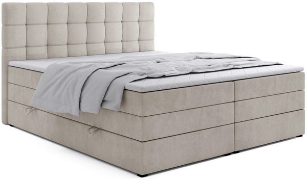 Labett Boxspringbett mit Bettkasten Doppelmatratze & Topper IGELLA KING 180x200 200x200 (Doppelbett, Bettkasten, Matratze, Topper), Bonellfederkern- und Taschenfederkernmatratze