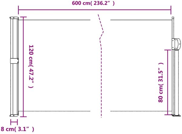 vidaXL Seitenmarkise Ausziehbar Rot 120x600 cm 4004492 Bild 10