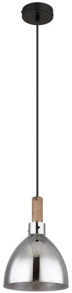 LED Hängelampe, Metall Glas, schwarz rauch, H 120 cm