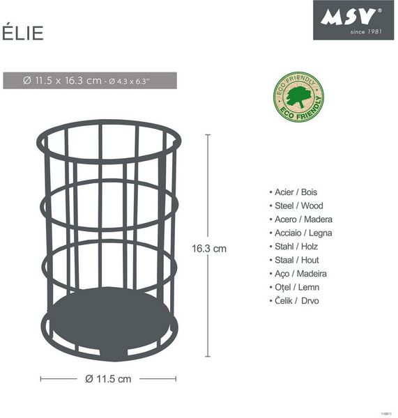 MSV Besteckhalter MSV Besteckkorb Edelstahl Besteckabtropfkorb Besteckhalter 11,5 cm, Aufbewahrung Utensilien Küche + Büro, Bistro-Look, Metall + Bambus