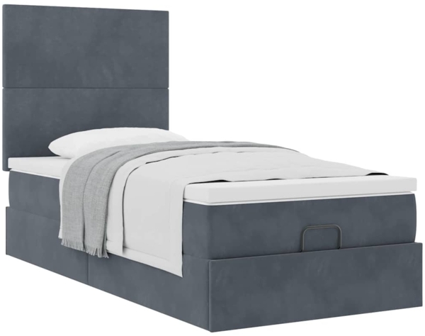 vidaXL Ottoman-Bett mit Matratzen Dunkelgrau 90x190 cm Samt 3313368 Bild 4