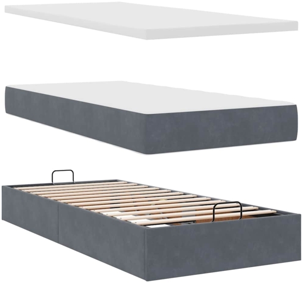 vidaXL Ottoman-Bett mit Matratzen Dunkelgrau 90x190 cm Samt 3313368 Bild 10