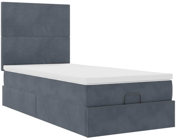 vidaXL Ottoman-Bett mit Matratzen Dunkelgrau 90x190 cm Samt 3313368 Bild 5