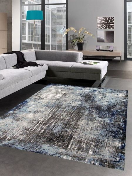 Carpetia Teppich Teppich modern Wohnzimmerteppich Vintage blau grau schwarz, rechteckig, Höhe: 15 mm