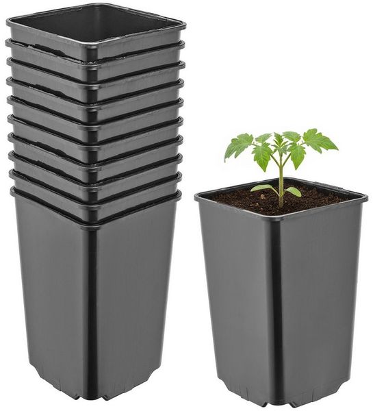 Garronda Blumentopf Kunststoff hoch eckig mit Drainagelöchern für Garten GD-0201 (10 St, 10er Set)