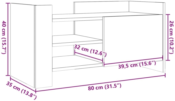 vidaXL TV-Schrank Weiß 80x35x40 cm Holzwerkstoff 848367 Bild 10