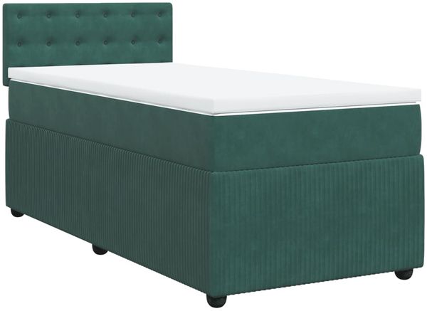 vidaXL Boxspringbett mit Matratze Dunkelgrün 90x200 cm Samt 3289941 Bild 3