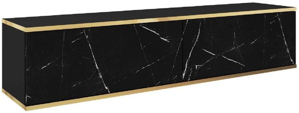 yourhouse24 Lowboard RTV Schrank Oro 135x30x32 Schwarz/Marmor Royal Schwarz