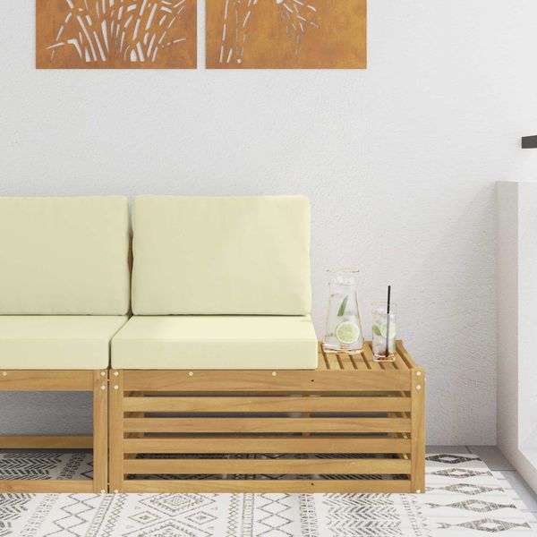 vidaXL Ecksofa-Einheiten für draußen Weiß und Creme 91 x 63 x 73 cm 901509