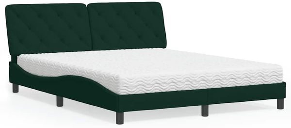 vidaXL Bett mit Matratze Dunkelgrün 160x200 cm Samt 3208667