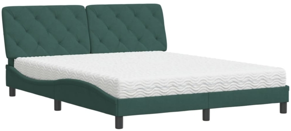 vidaXL Bett mit Matratze Dunkelgrün 160x200 cm Samt 3208667