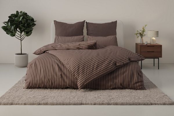 Bruno Banani Bettwäsche Jassen, Renforcé, 2 teilig, moderne Bettwäsche aus Baumwolle, Streifen-Design, mehrere Qualitäten