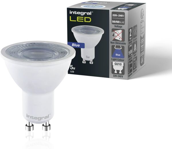 Integral GU10 LED 4er Pack | LED GU10 | Blaue LED Spot | Blue LED | 5W (entspricht 50W), 40° Abstrahlwinkel - Für Displays, Restaurants, Hotels, Gärten und Stimmungsbeleuchtung