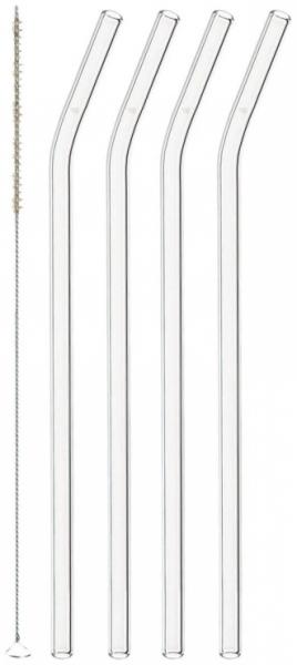 Leonardo Glastrinkhalm Set 4-tlg. 23cm mit Reinigungsbürste