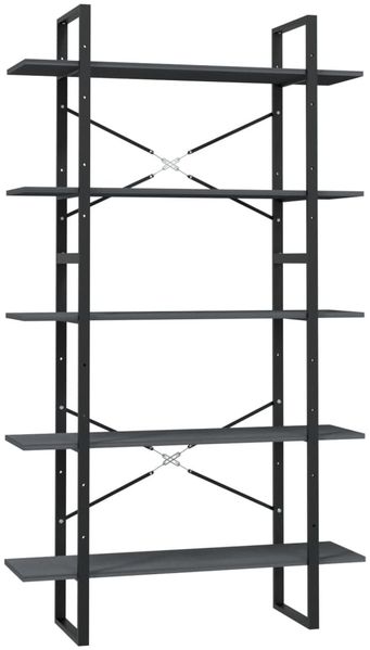 vidaXL Bücherregal 5 Fächer Grau 100x30x175 cm Massivholz Kiefer 3082005 Bild 2