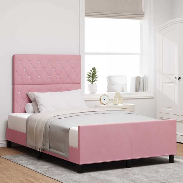 vidaXL Boxspringbett mit Kopfteil Rosa 120 x 200 cm Samt 3344866