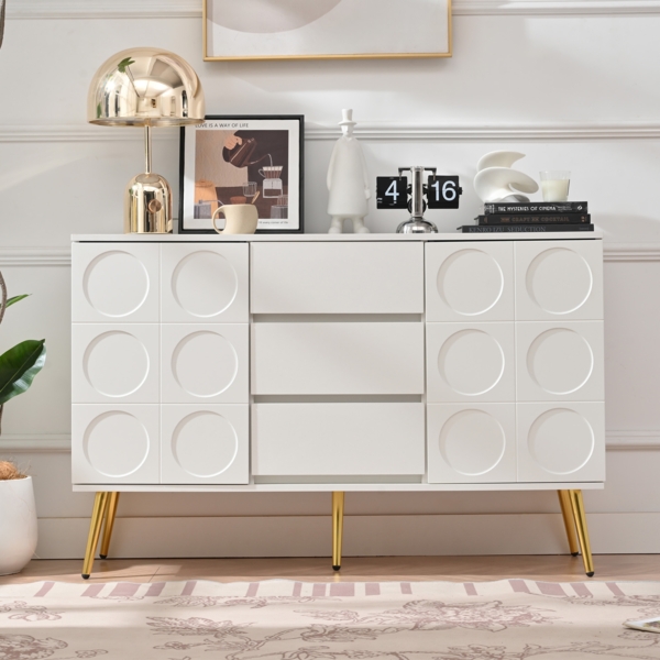 Merax Kommode Sideboard mit 3 Schubladen und 2 Türen, Kommodenschrank, Schminktisch, für Schlafzimmer und Wohnzimmer, mit verstellbaren Regalen und Kippschutz, 120 x 40 x 78 cm, Weiß