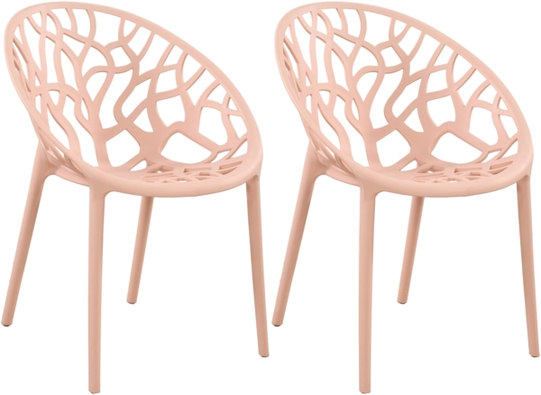 CLP 2er Set Gartenstuhl Hope, Modernes Design, Wetterfest, Stapelbar, Mit Armlehnen,rosa