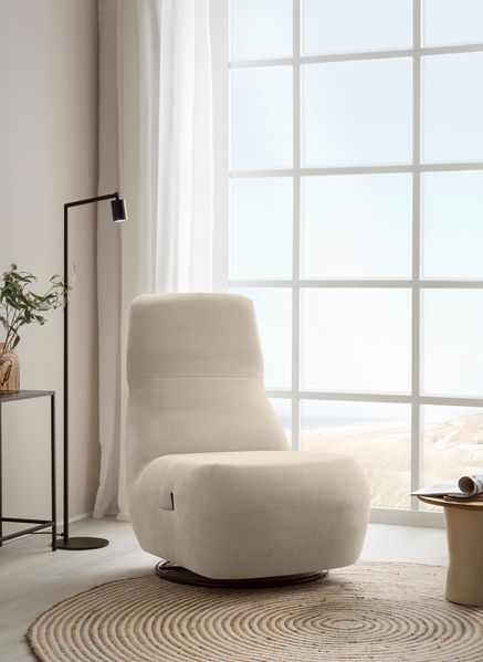 DOMO. collection Sessel 700024, Polstersessel, Drehfunktion, gepolsterte Rückenlehne, Rückenfunktion, Wippfunktion, Hochlehner, Polstergarnitur, 68 x 88 x 67 (BxTxH), beige