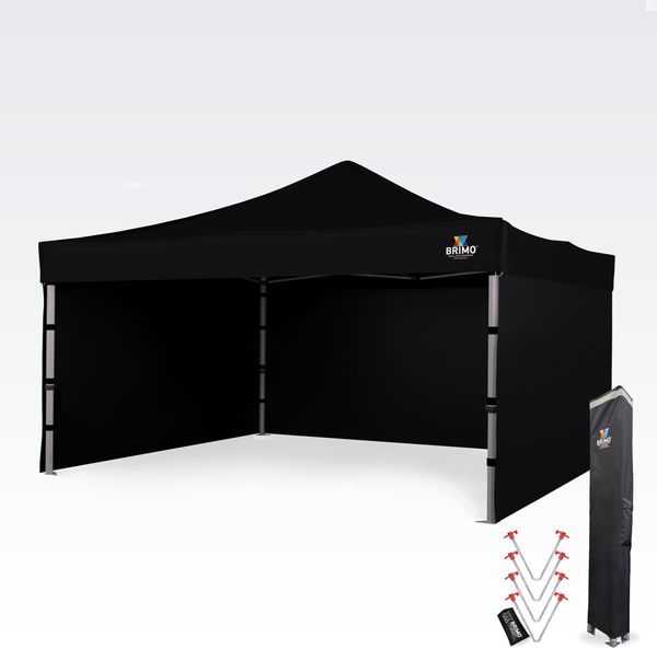 Aluminium-Promozelt 4×4 m ALU EXCLUSIVE – 3 Wände, HEX 45 mm - mit 3 Wänden - Schwarz