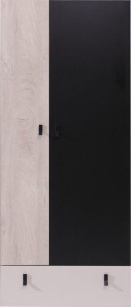 Kleiderschrank Cinga 03 (Farbe: Schwarz / Eiche + Beige)