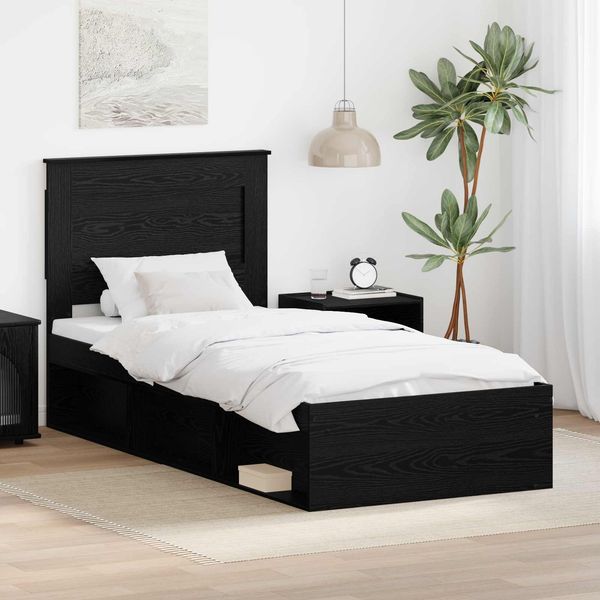 vidaXL Bettrahmen Schwarz 75 x 190 cm Massives Kiefernholz 3410145