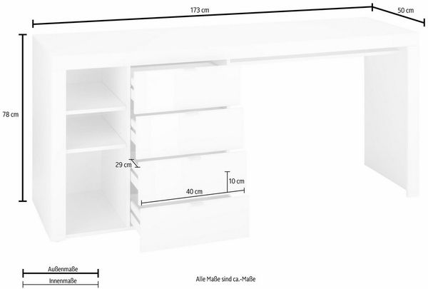 borchardt Möbel Schreibtisch Dolly, mit 3 Fächern und 4 Schubkästen Bild 3