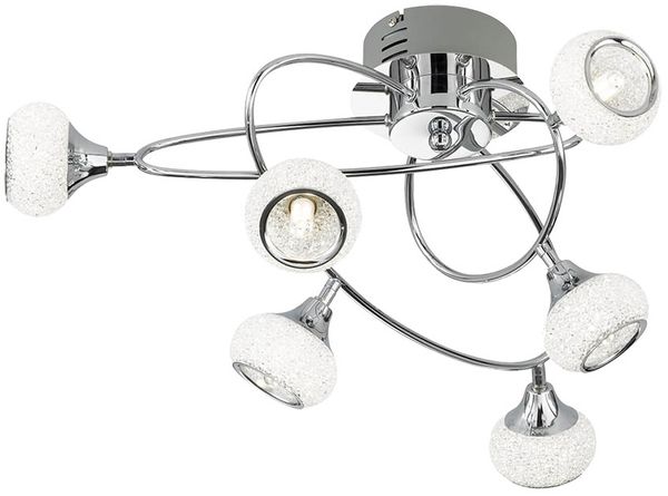 Deckenleuchte, 6-Flammig, chrom, D 57 cm