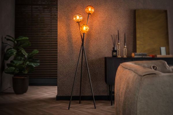 KAWOLA Stehleuchte TIVOLI Stehlampe Glas/Metall schwarz 169 x 45 x 45 cm