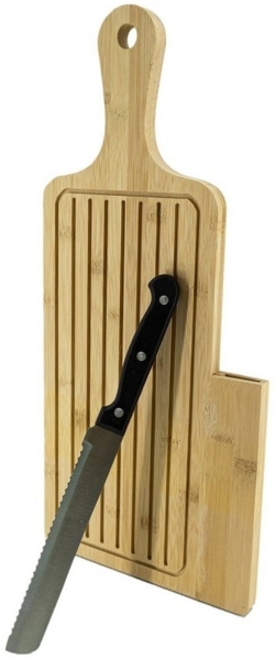 Neuetischkultur Schneidebrett Brotschneidebrett mit Messer Bamboo, Holz, (Set, 2-St, Schneidebrett mit Brotmesser), Brotschneidebrett Brotmesser Schneidebrettset