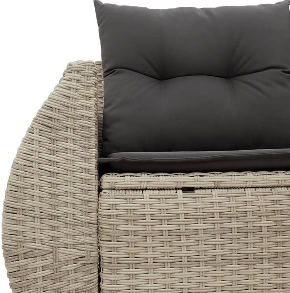 vidaXL Gartensofa mit Kissen 2-Sitzer Hellgrau Poly Rattan 366197 Bild 7