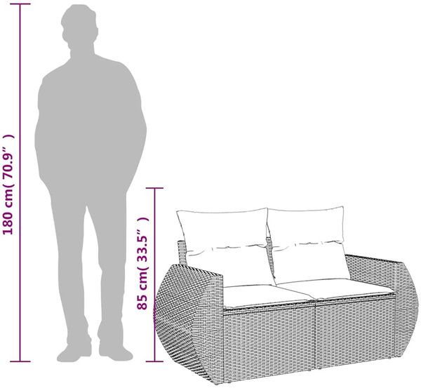 vidaXL Gartensofa mit Kissen 2-Sitzer Hellgrau Poly Rattan 366197 Bild 12