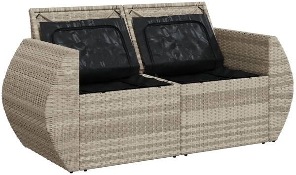 vidaXL Gartensofa mit Kissen 2-Sitzer Hellgrau Poly Rattan 366197 Bild 9