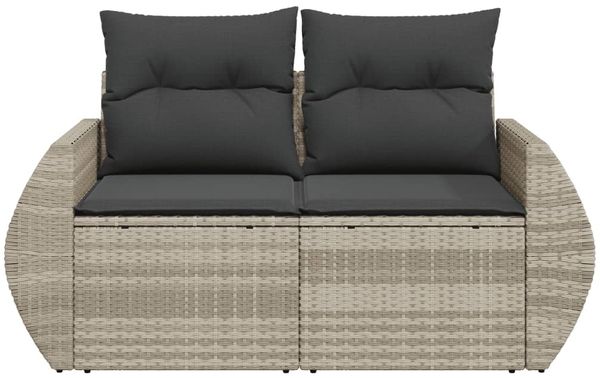 vidaXL Gartensofa mit Kissen 2-Sitzer Hellgrau Poly Rattan 366197 Bild 4