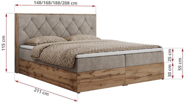 Boxspringbett, Schlafzimmerbett, Bettkasten - VENETO - 140 x 200 cm - Beige Stoff - H3 Bild 5