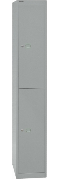 Bisley Garderobenschrank Office, 1 Abteil, 2 Fächer, T 457 mm, Farbe silber Bild 2