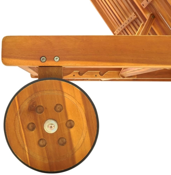 2-Personen-Sonnenliege mit Auflagen Akazie Massivholz Cremeweiß Bild 3