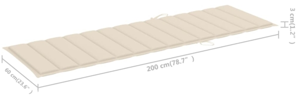 2-Personen-Sonnenliege mit Auflagen Akazie Massivholz Cremeweiß Bild 6