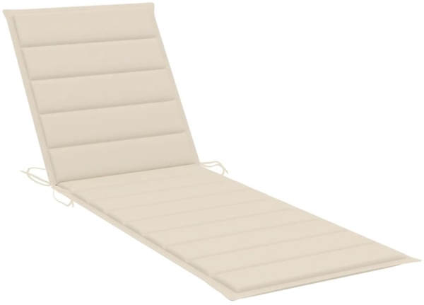 2-Personen-Sonnenliege mit Auflagen Akazie Massivholz Cremeweiß Bild 4