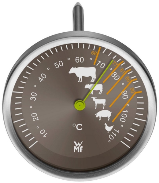 WMF Fleischthermometer analog, Edelstahl Schwarz, 13 x 6,3 cm