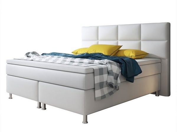 Boxspringbett Miami 180x200 cm Kunstleder Weiß Bild 4