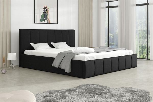 Polsterbett Doppelbett DETROIT Komplettset 160x200cm Stoff Magic Velvet Schwarz