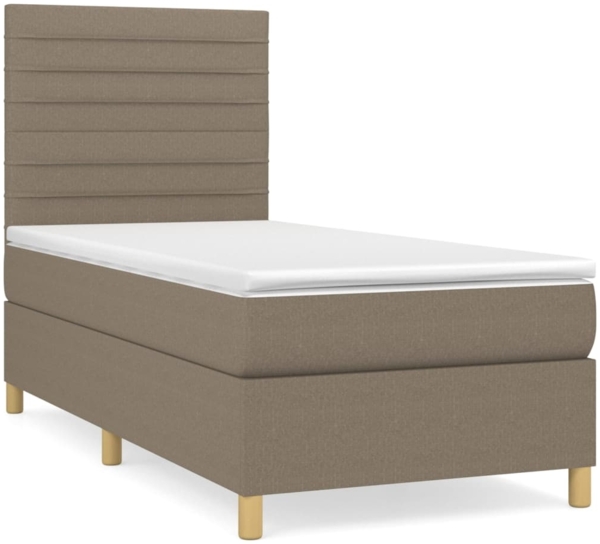 vidaXL Boxspringbett mit Matratze Taupe 90x200 cm Stoff 3142389